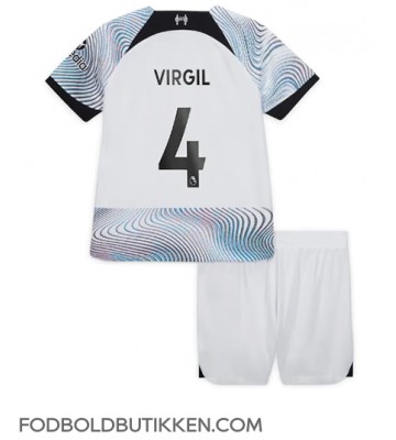 Liverpool Virgil van Dijk #4 Udebanetrøje Børn 2022-23 Kortærmet (+ Korte bukser)